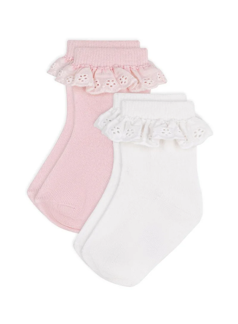 بيتي باتو Pack of 2 pairs of babies' cotton socks with frills